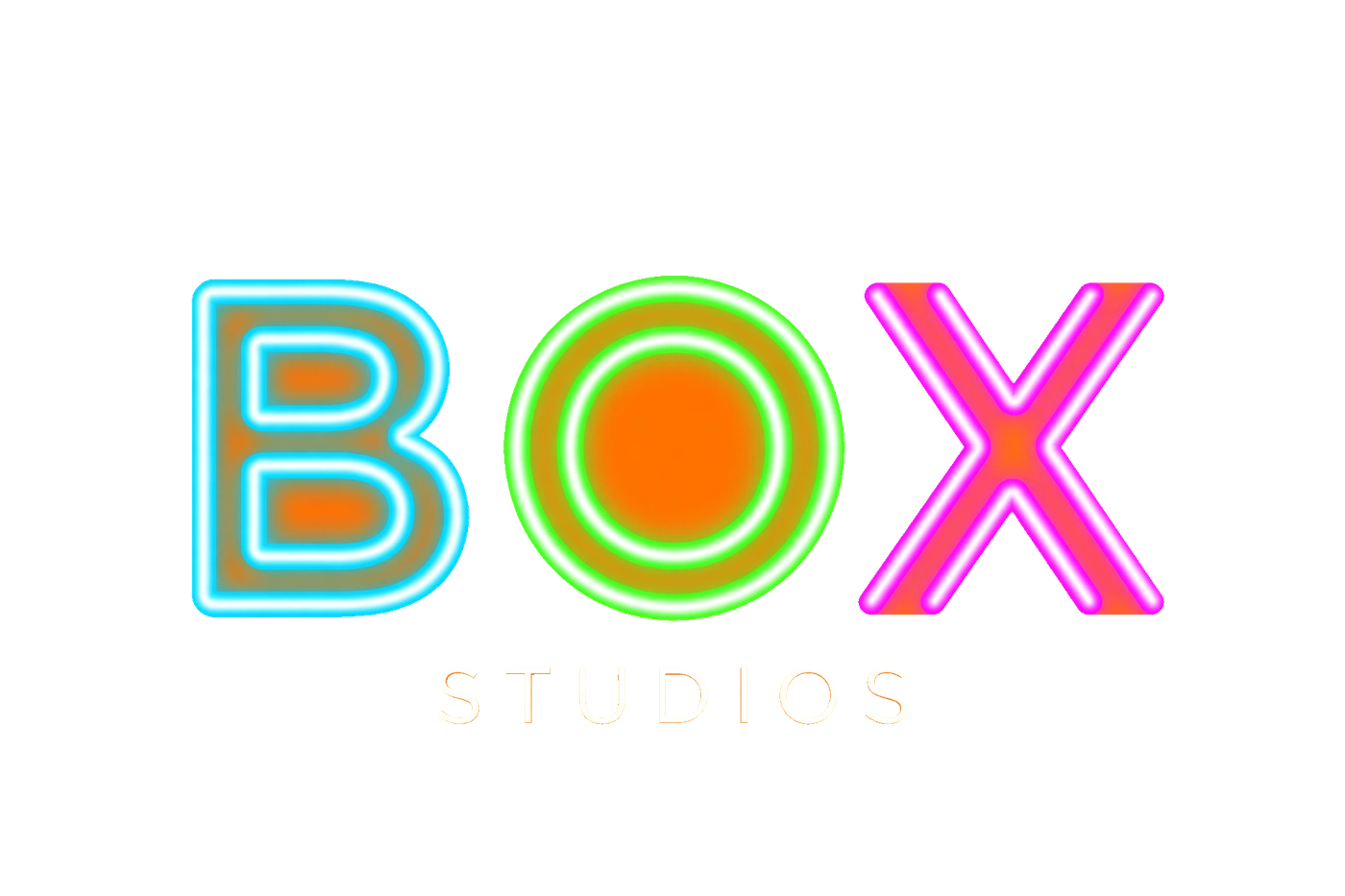 BOX Studios in cyan, green and magenta